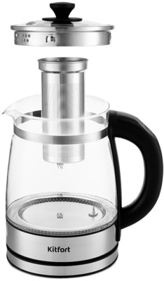 Чайник электрический Kitfort KT-6119 1.7л. 2200Вт прозрачный (корпус: стекло)