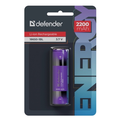 Defender Аккумуляторная батарея 18650-1BL 2200 mAh Li-ion, блистер, 1 шт.