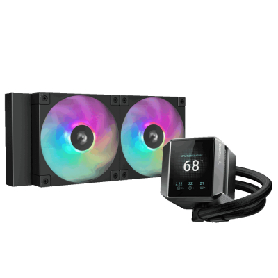 Система водяного охлаждения Deepcool Mystique 240 ARGB Soc-AM5/AM4/1151/1200/1700 черный 4-pin 36.49dB Al LCD 1543gr Ret (R-LX550-BKADSNC-G-1)