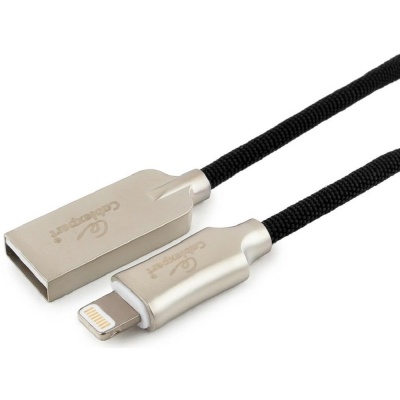 Кабель интерфейсный USB 2.0 Cablexpert CC-P-APUSB02Bk-0.5M MFI, AM/Lightning, серия Platinum, длина 0.5м, черный, блистер