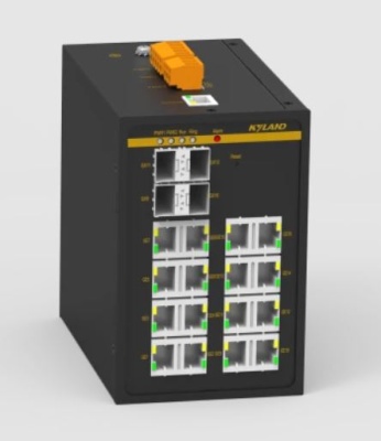 Управляемый коммутатор c 4 слотами 100Base-X SFP, 16 портами 10/100Base-T(X) (разъем RJ45),  два входа питания 12 В пост., 24 В пост.