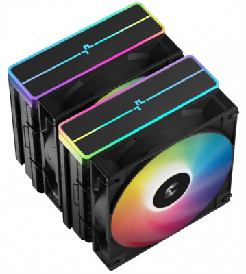 Кулер для процессора DEEPCOOL AG620 BK ARGB V2 LGA20XX/1700/1200/115X/AM5/AM4 (9шт/кор, TDP 260W, PWM, ARGB DUAL Fan 120mm, 6 тепл. трубок, черный) RET