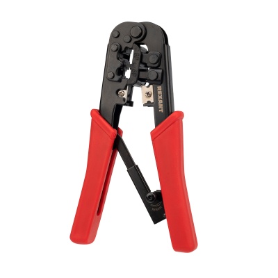 Инструмент обжимной Rexant HT-568R 12-3432 для RJ-45/RJ-12/RJ-11 (упак:1шт) красный