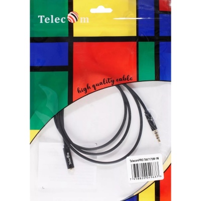 Кабель удлинит 3.5 Jack (M) - 3.5 Jack (F), 1м Telecom PRO <TAV7179M-1M> VCOM Кабель-переходник Telecom Jack 3.5 mm M/Jack 3.5 mm F (TAV7179M-1M)