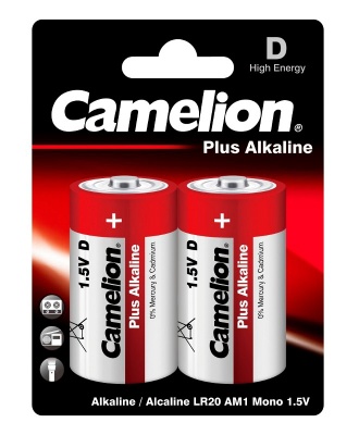 Батарея Camelion Plus Alkaline LR20-BP2 D 20000mAh (2шт) блистер