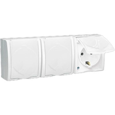 Розетка 3-м ОП Simon15 16А IP54 250В с заземл. с крышкой винт. клеммы бел. Simon 1594437-030