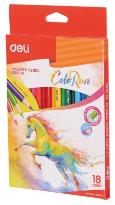 Карандаши цветные Deli EC00310 ColoRun тополь 18цв. коробка/европод.