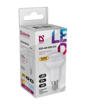 Defender Лампочка светодиодная R39-4W-830-E14 рефлектор, 3000 К, теплый белый, 1 шт.
