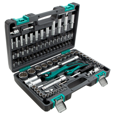 Набор инструментов 1/2, 1/4, CrV, 12 гранные головки, пластиковый кейс, 94 предмета