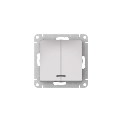 ATLASDESIGN 2-клавишный ВЫКЛЮЧАТЕЛЬ с подсветкой ,сх.5а, 10АХ,мех., быстрозажимные клеммы, АЛЮМИНИЙ