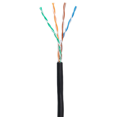 Кабель NETLAN U/UTP 4 пары, Кат.5e (Класс D), 100МГц, одножильный, BC (чистая медь), внешний, PE до -40C, черный, 305м