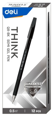 Набор ручек шариков. Deli Think EQ8-BK черные (12шт) линия 0.7мм