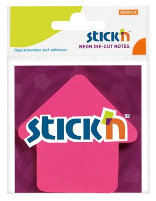 Блок самоклеящийся бумажный Stick`n 21181 70x70мм 50лист. 70г/м2 неон малиновый вырубной "стрелка" европодвес