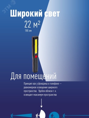 Фонарь аккумуляторный Космос KOCAU6001COB черный/красный 3Вт лам.:светодиод. AAAx3