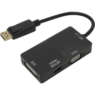 ORIENT Кабель-адаптер  C340 4Kx2K DP1.2 M -> HDMI / DVI/ VGA, длина 0.2 метра, чёрный (30986)