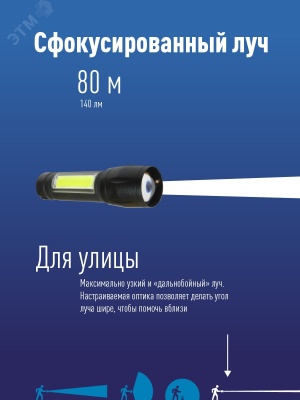 Фонарь ручной Космос KOCAC1011LITH черный 4Вт лам.:светодиод.x1