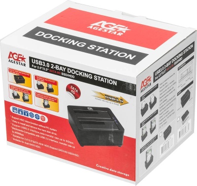 Док-станция для HDD AgeStar 3UBT8 SATA III пластик/алюминий черный 2