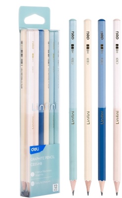 Карандаш ч/г Deli EC031-HB HB ассорти 4цв. (12шт)