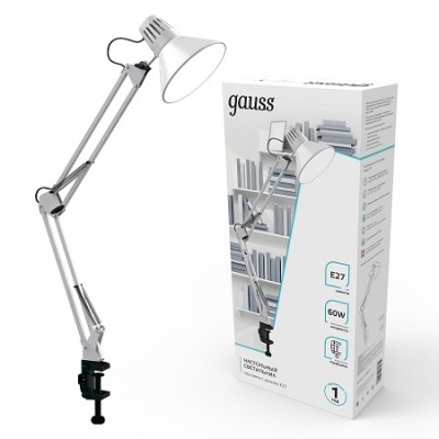 Светильник Gauss GTL001, 60W 220-240V E27 белый струбцина
