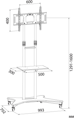 Стойка для телевизора Cactus CS-ST31, 37-75", напольный, мобильный,  черный  [cs-st31bk]