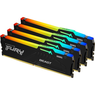 Модуль памяти DDR 5 DIMM 64Gb PC44800, 5600Mhz, Kingston FURY Beast RGB XMP CL40 (Kit of 4) (KF556C40BBAK4-64)