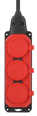 Удлинитель силовой UK-3e-3x1,5-20m-IP44(KG) с заземлением 3 розетки каучук 20м КГ 3х1,5мм2 IP44