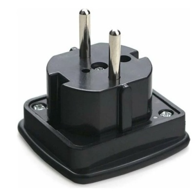 Переходник питания Cablexpert A-AC-UKEU-001B, с вилки EU, UK в RU, чёрный, пакет