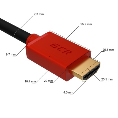 GCR Кабель 3.0m HDMI версия 2.0, HDR 4:2:2, Ultra HD, 4K 60 fps 60Hz/5K*30Hz, 3D, AUDIO, 18.0 Гбит/с, 28/28 AWG, OD7.3mm, тройной экран, черный, красные коннекторы, GCR-HM451-3.0m Greenconnect HDMI (m) 2.0 - HDMI (m) 2.0 3м красный (GCR-HM451-3.0m)