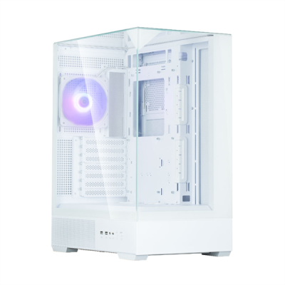 Корпус ZALMAN P40 Prism, ATX, WHITE, WINDOW, 2x3.5", 3x2.5", 1xUSB TYPE-C, 2xUSB3.0, REAR 1x120mm ARGB