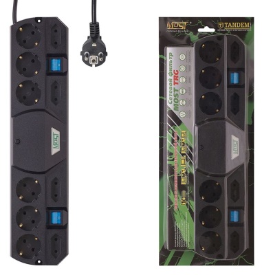 Сетевой фильтр Most TRG 5м (10 розеток) черный (коробка)