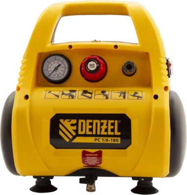 Компрессор поршневой Denzel РС 1/6-180 безмасляный 180л/мин 6л 1100Вт желтый/черный