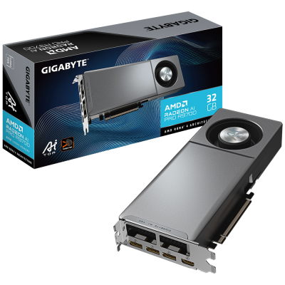 Видеокарта Gigabyte AI PRO R9700 AI TOP 32GB GDDR6 256bit 3xDP HDMI BLOWER RTL