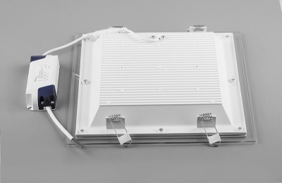 Светильник светодиодный ДВО-18w 4000K 1120Лм квадратный со стеклом белый