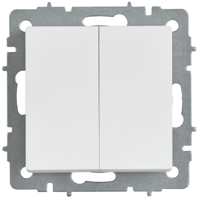 BRITE Выключатель 2-клавишный проходной 10А ВС10-2-6-БрАБ арктический белый IEK