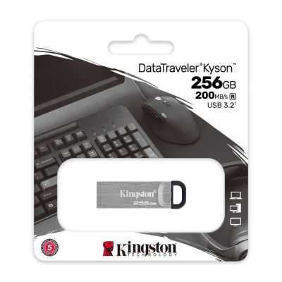 Флеш Диск Kingston 256Gb DataTraveler Kyson DTKN/256GB USB3.1 серебристый/черный