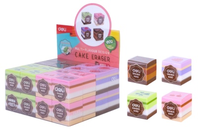 Ластик Deli EH302 прямоугольный 35x35x35мм ассорти индивидуальная картонная упаковка