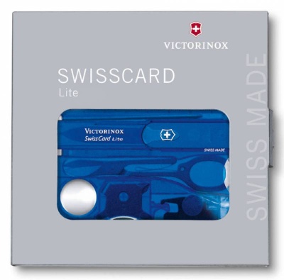 Швейцарская карта Victorinox SwissCard Lite (0.7322.T2) синий полупрозрачный коробка подарочная