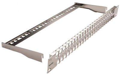 Hyperline PPBLHD-19-48S-SH-RM Модульная патч-панель 19", 48 портов, Flat Type, 1U, для экранированных и неэкранированных модулей KJ2(C6A), KJNE, с задним кабельным организатором (без модулей)