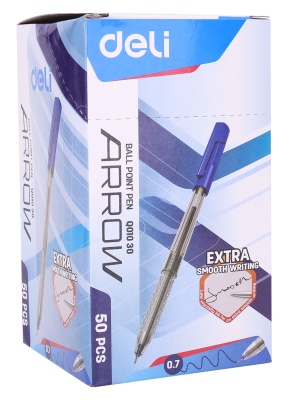 Ручка шариковая Deli EQ01030 0.7мм прозрачный синий синие чернила пластик.стакан