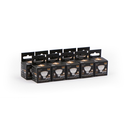Лампа светодиодная Gauss Black 5Вт цок.:GU5.3 рефлектор 220B 3000K св.свеч.бел.теп. MR16 (упак.:1шт) (101505105)
