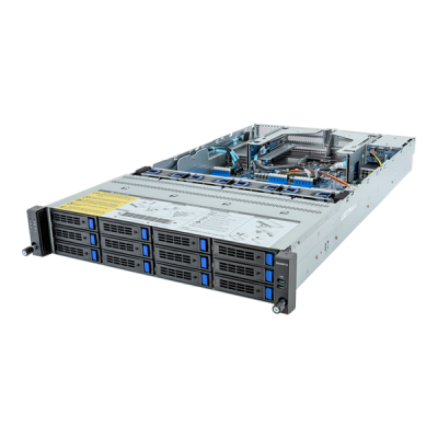 Серверная платформа Gigabyte Server Platform R283-Z91 Rev.3x / 2U / 2xAMD (9004/9005) / 2xHS / 24xDIMM / 12xLFF SAS/SATA + 2xSFF SAS/SATA + 3xM.2 PCIe Gen3 / 2xGbE / 2xOCP 3.0 / 6xFHHL / 2x1600W / Rails