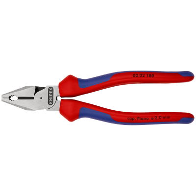 Плоскогубцы комб. особ. мощн., рез: провол. твёрд.  d 2.5 мм, роял. струна d 2 мм, кабель d 11.5 мм, L-180 мм, чёрн., 2-к ручки KN-0202180