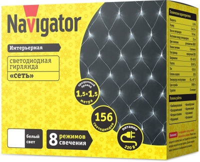 Гирлянда Navigator 61847 сеть 156лам. дл.1.5м в.1.5м