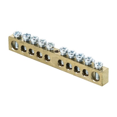 EKF sn0-63-10 Шина PEN "ноль-земля" (6х9мм) 10 отверстий латунь крепеж по центру EKF PROxima