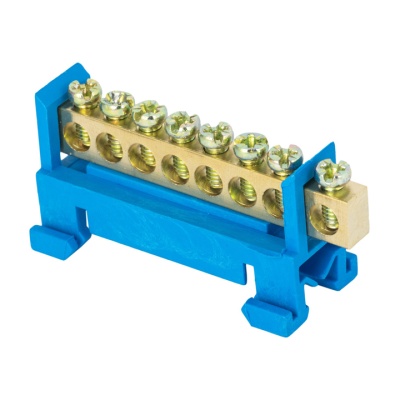 EKF sn0-63-8-sb-r Шина "0" N (6х9мм) 8 отверстий латунь синий изолятор тип "Стойка" на DIN-рейку розничный стикер EKF PROxima