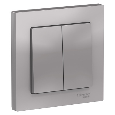 Systeme electric ATN000352 ATLASDESIGN 2-клавишный ВЫКЛЮЧАТЕЛЬ, сх.5, 10АХ, в сборе, АЛЮМИНИЙ