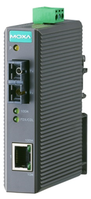 Промышленный конвертер Ethernet 10/100BaseTX в 100BaseFX (многомодовое оптоволокно, разъем ST, 1300 нм), в пластиковом корпусе, -10...+60С (IMC-21-M-ST)