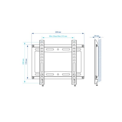 Кронштейн для телевизора Kromax IDEAL-5 черный 15"-47" макс.35кг настенный фиксированный