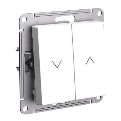 ATLASDESIGN 2-клавишный ВЫКЛЮЧАТЕЛЬ ЖАЛЮЗИ, 10А, мех., БЕЛЫЙ