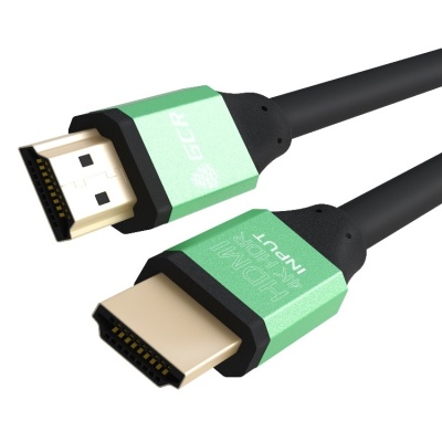Greenconnect Кабель 0.5m HDMI версия 2.0, HDR 4:2:2, Ultra HD, 4K 60 fps 60Hz/5K*30Hz, 3D, AUDIO, 18.0 Гбит/с, 28/28 AWG, OD7.3mm, тройной экран, черный, AL корпус зеленый (GCR-50959)